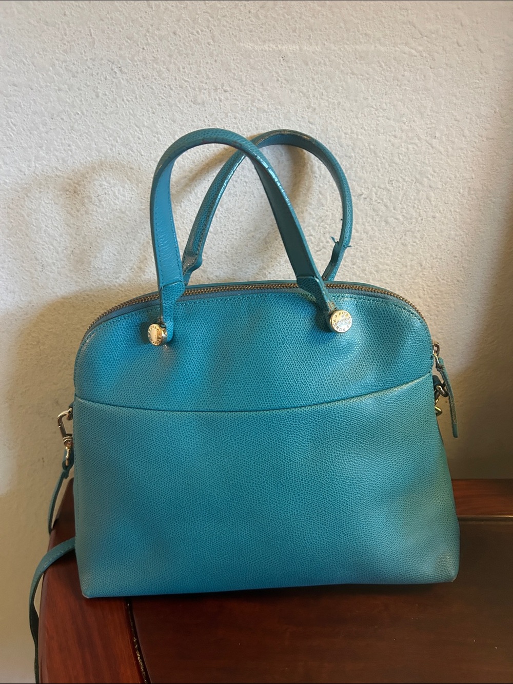 Furla Turquoise Leather Dome Satchel Handbag - Unknown Brand